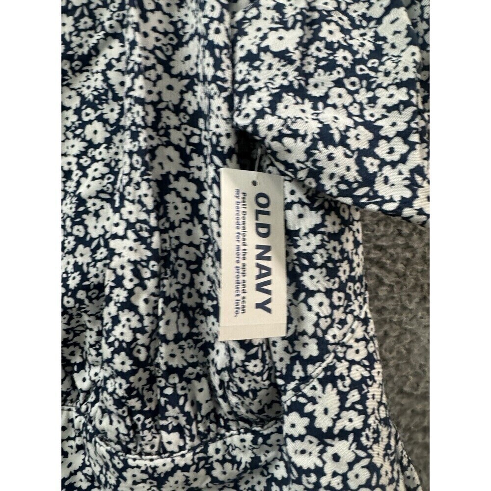 Old Navy Jumpsuit Womens 3X  Blue Floral Short Sleeve Stretch Romper - Picture 2 of 11